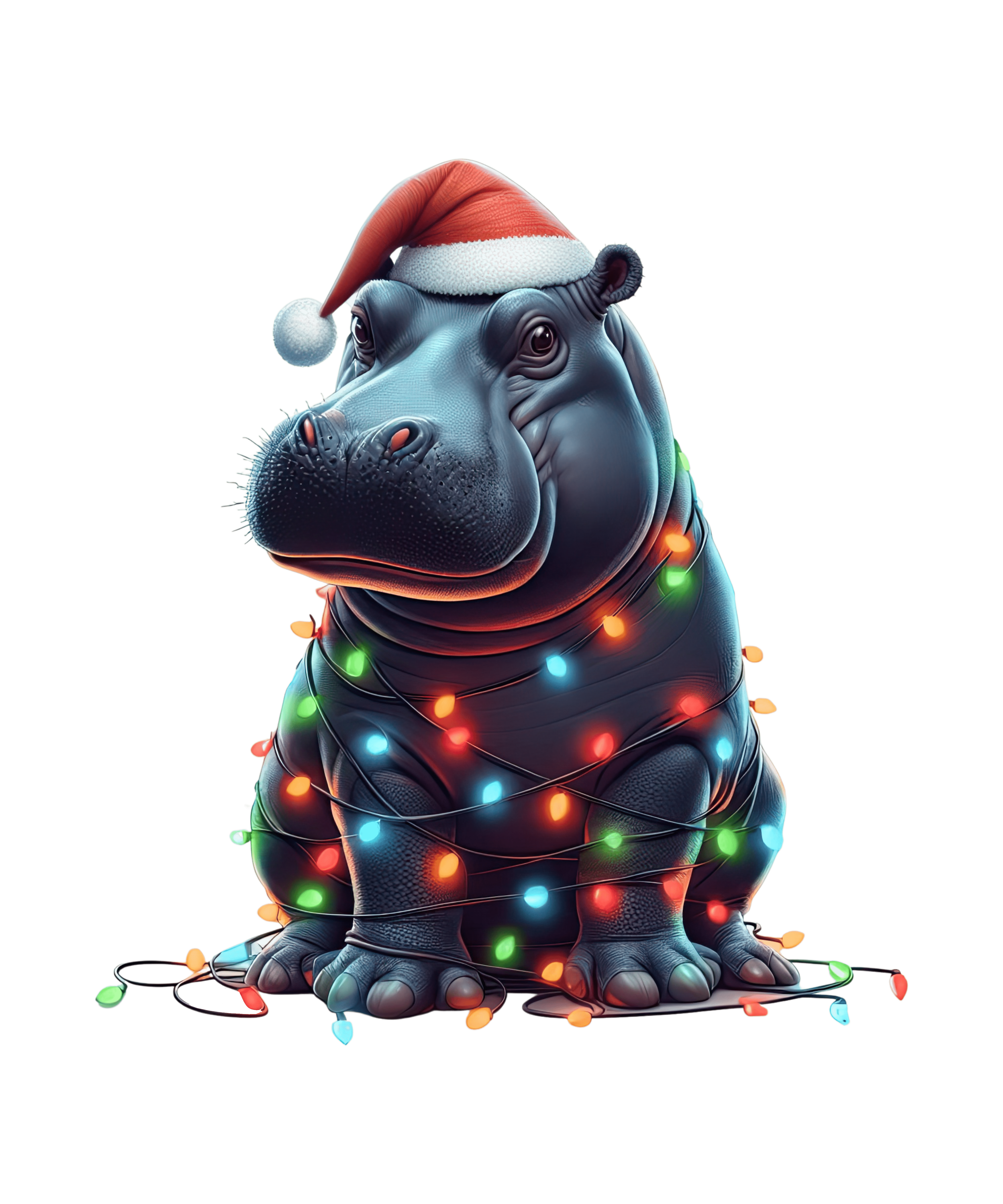 Christmas Hippopotamus Tree Design | DTF Jersey