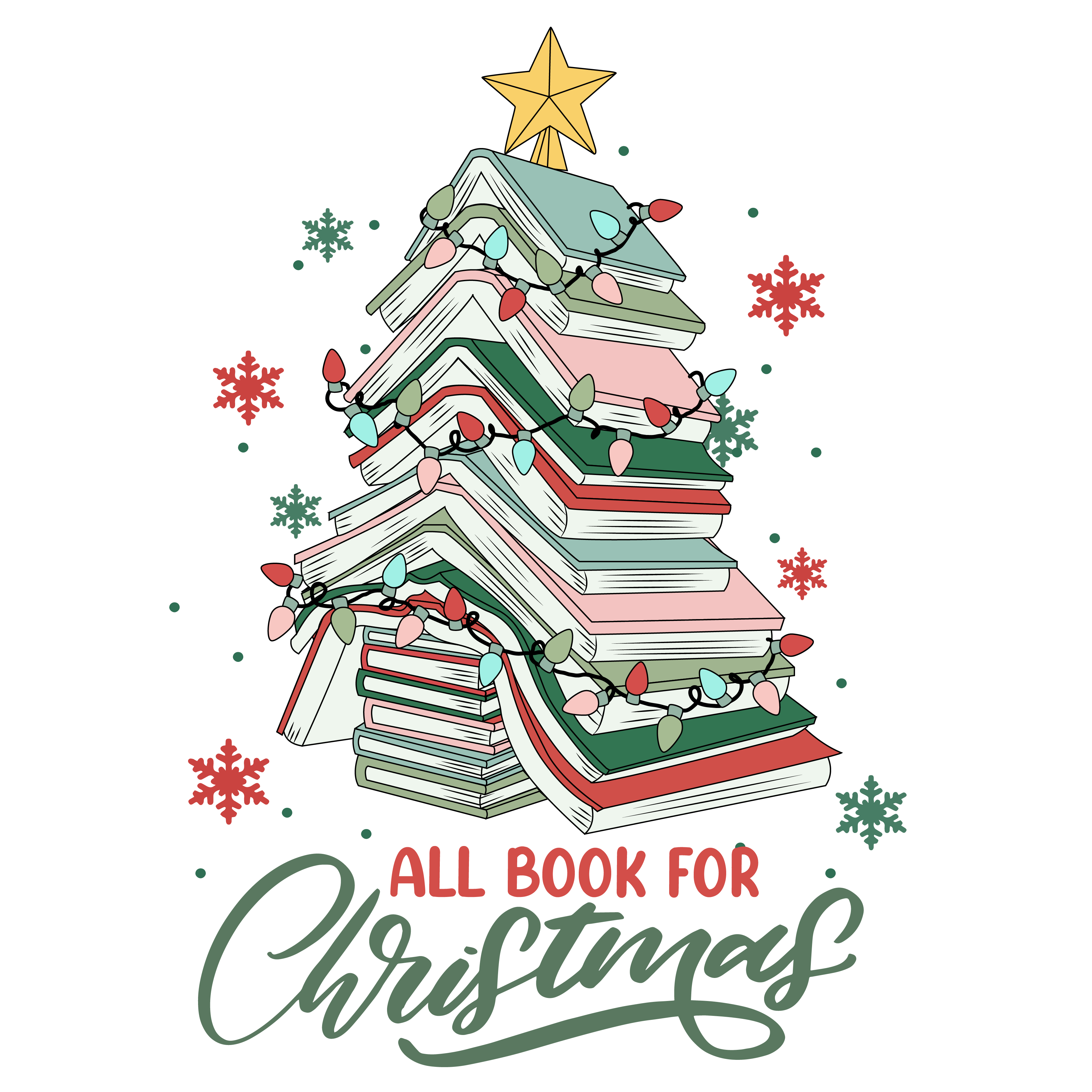 All Book for Christmas Tree Design | DTF Jersey