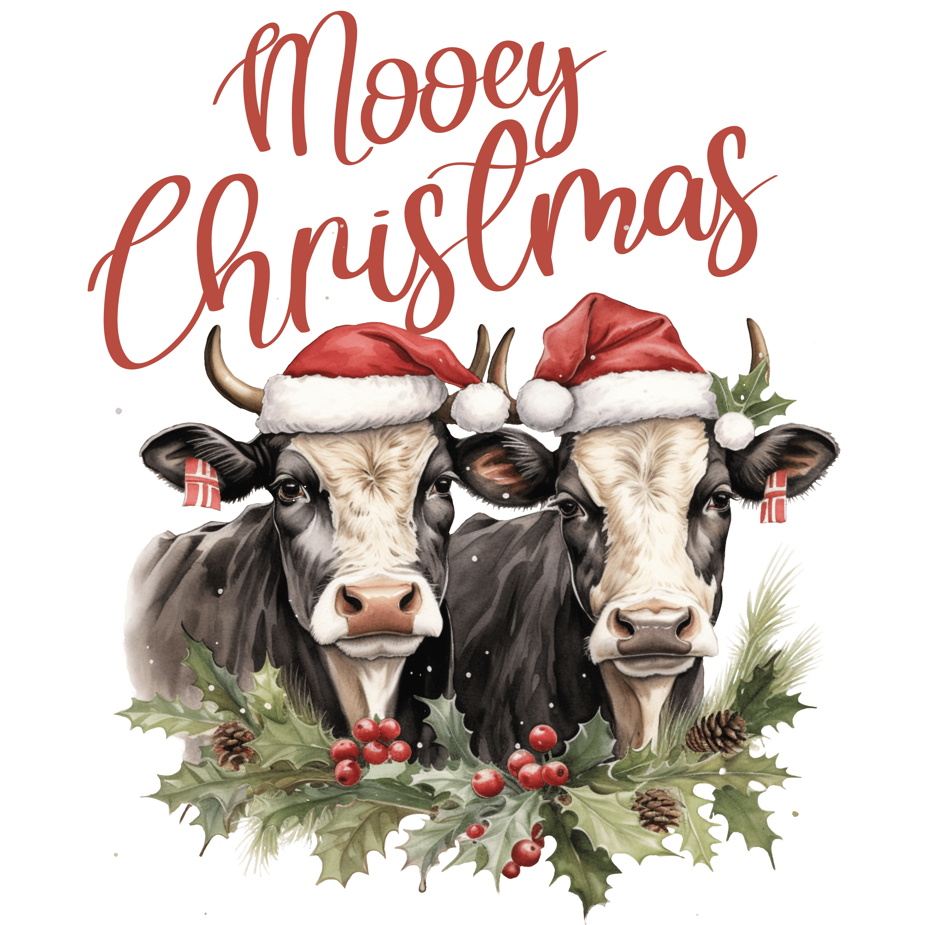 Mooey Christmas Cow Design - DTF Ready To Press