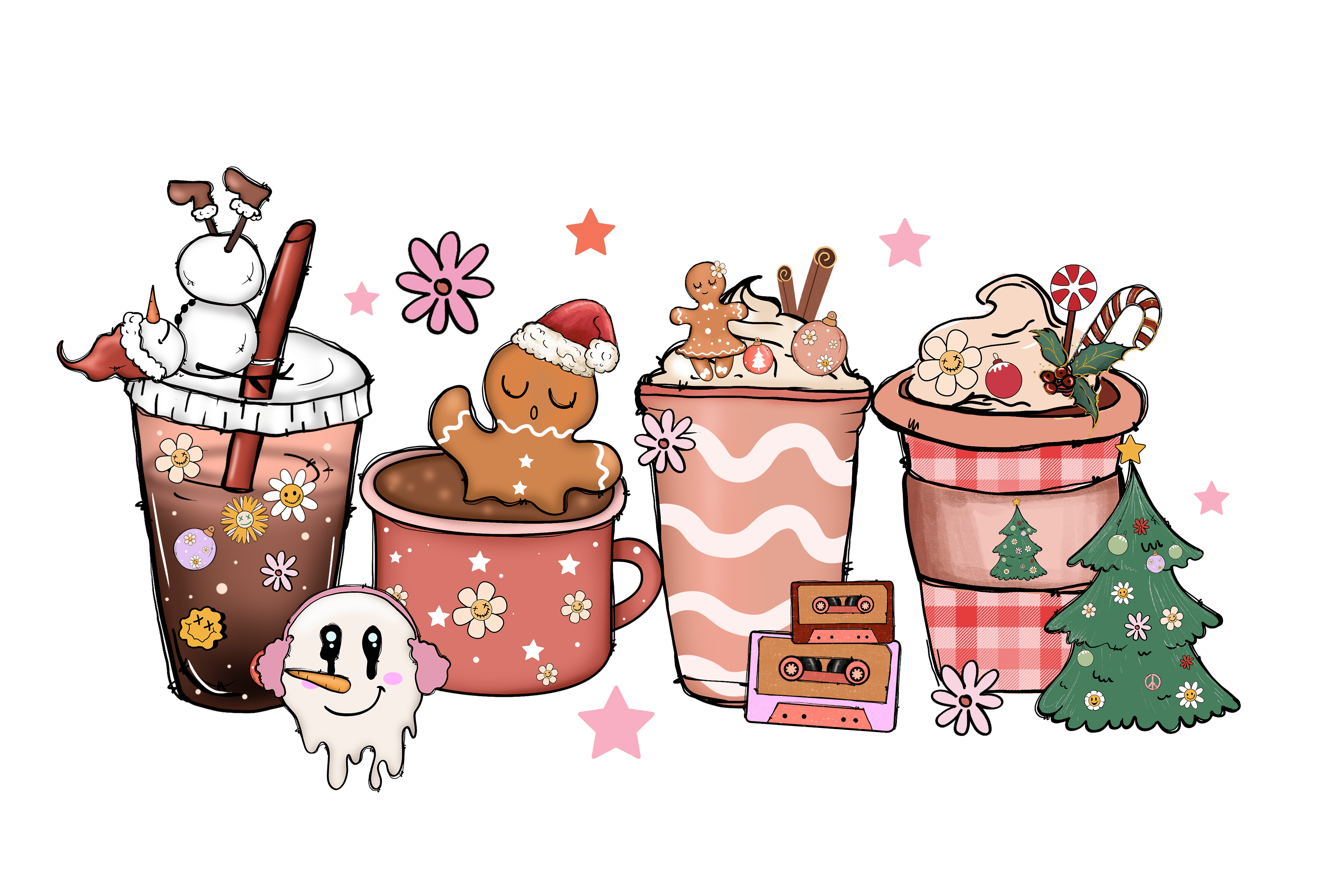 Snow and Hot Chocolate Christmas Design | DTF Jersey