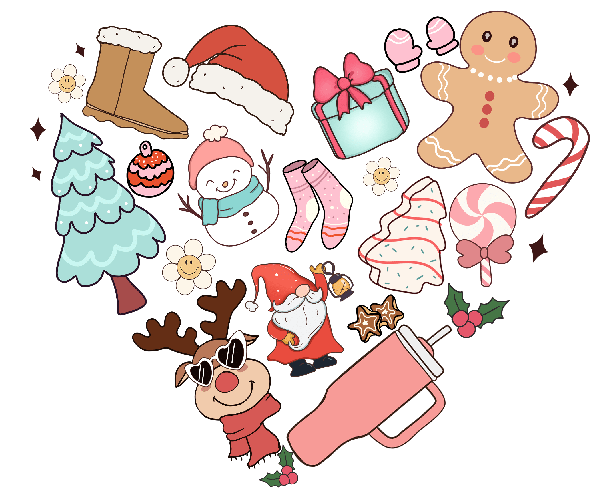 Christmas Heart Design - DTF Ready To Press