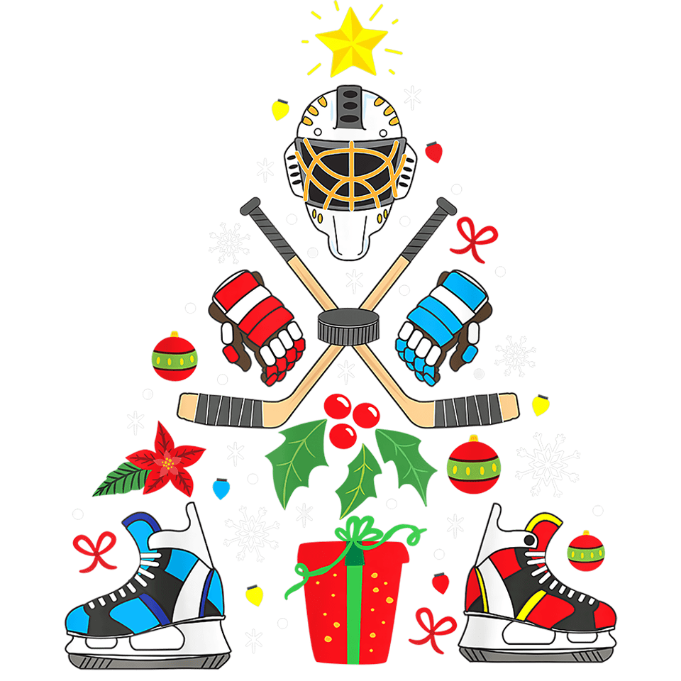 Christmas Hockey Tree Design - DTF Ready To Press