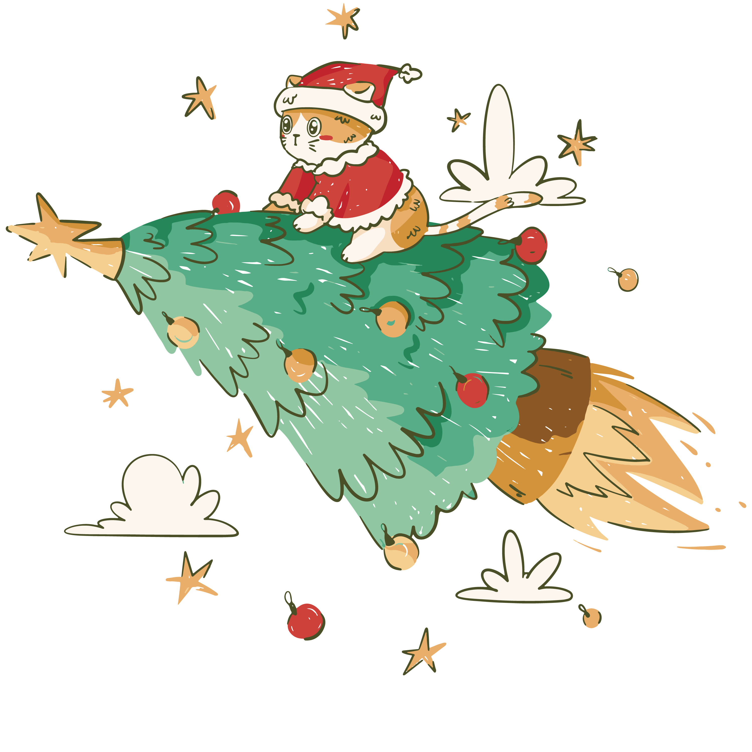 Christmas Cat Design DTF-Ready to Press (V1) | DTF Jersey