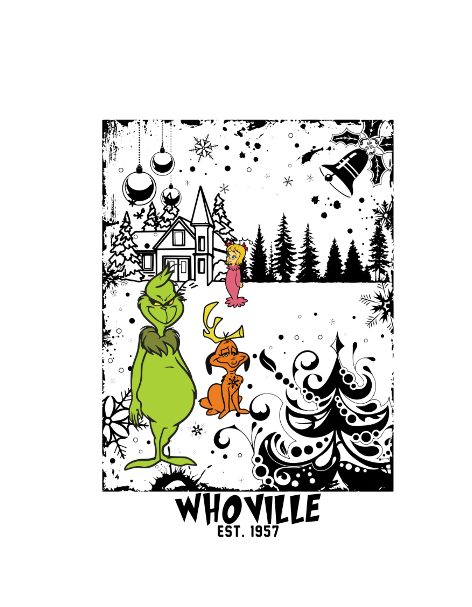 Whoville Grinch Christmas Design - DTF Ready To Press