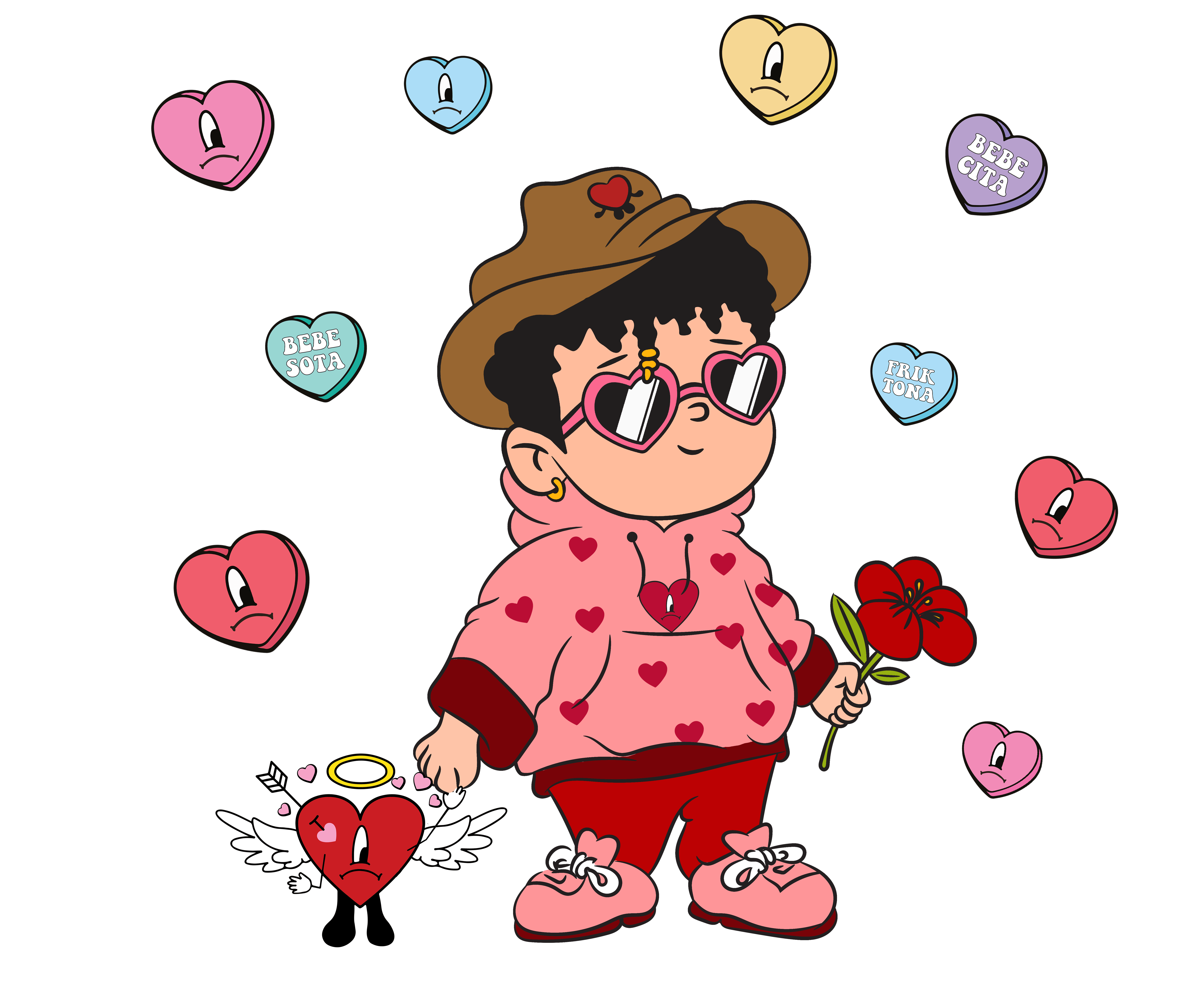 Bebesota Bebecits Friktona Bunny Valentine's Design - DTF Ready To Press