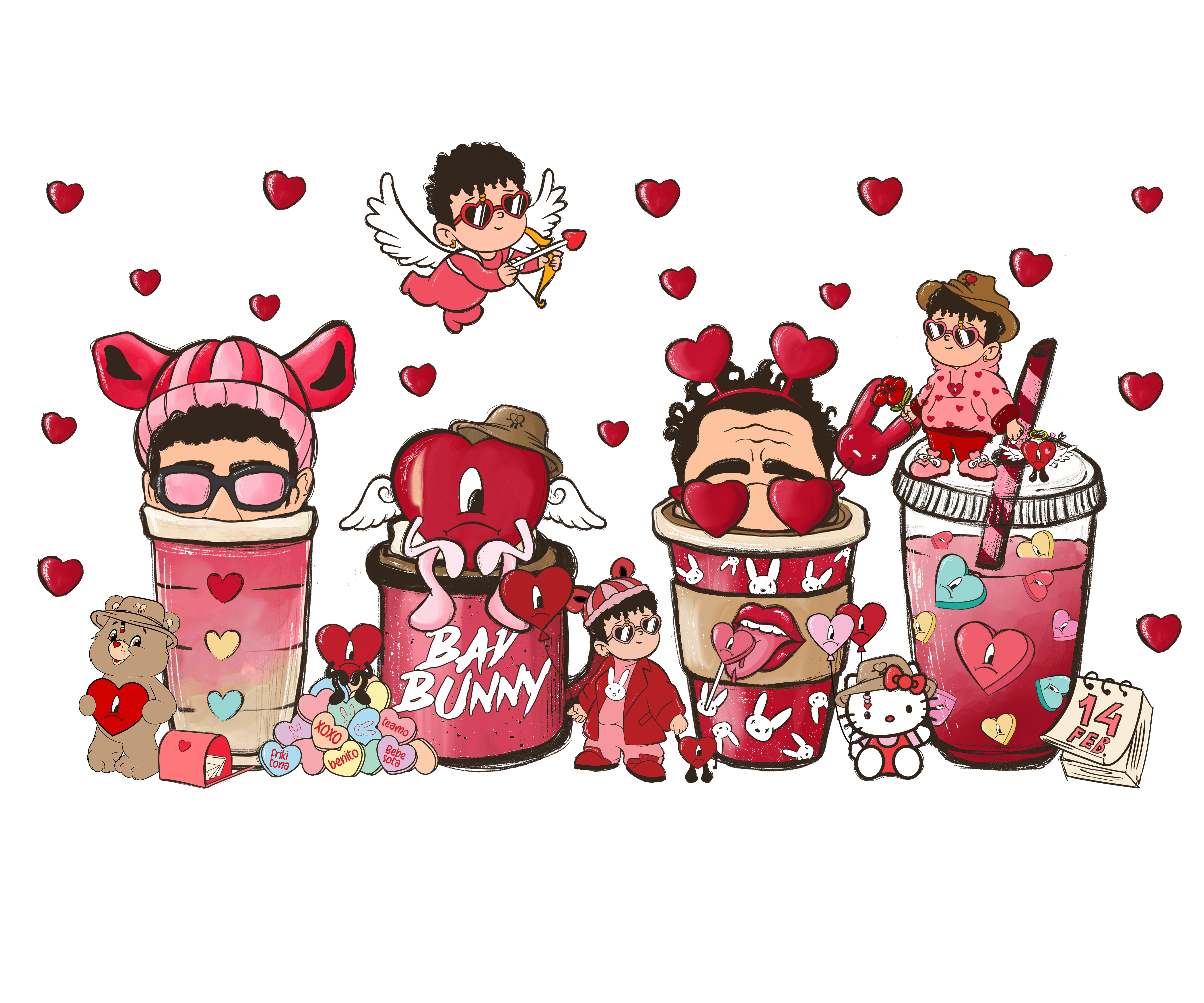 Bebesota Bebecits Friktona Bunny Valentine's Design - DTF Ready To Press