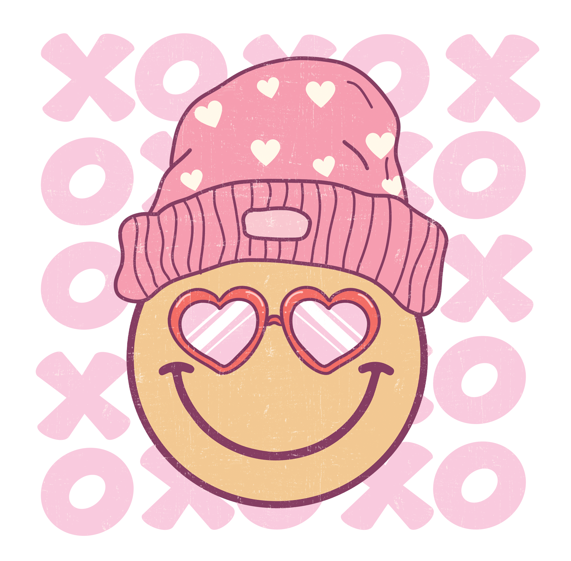 Smiley Valentine's Design - DTF Ready To Press