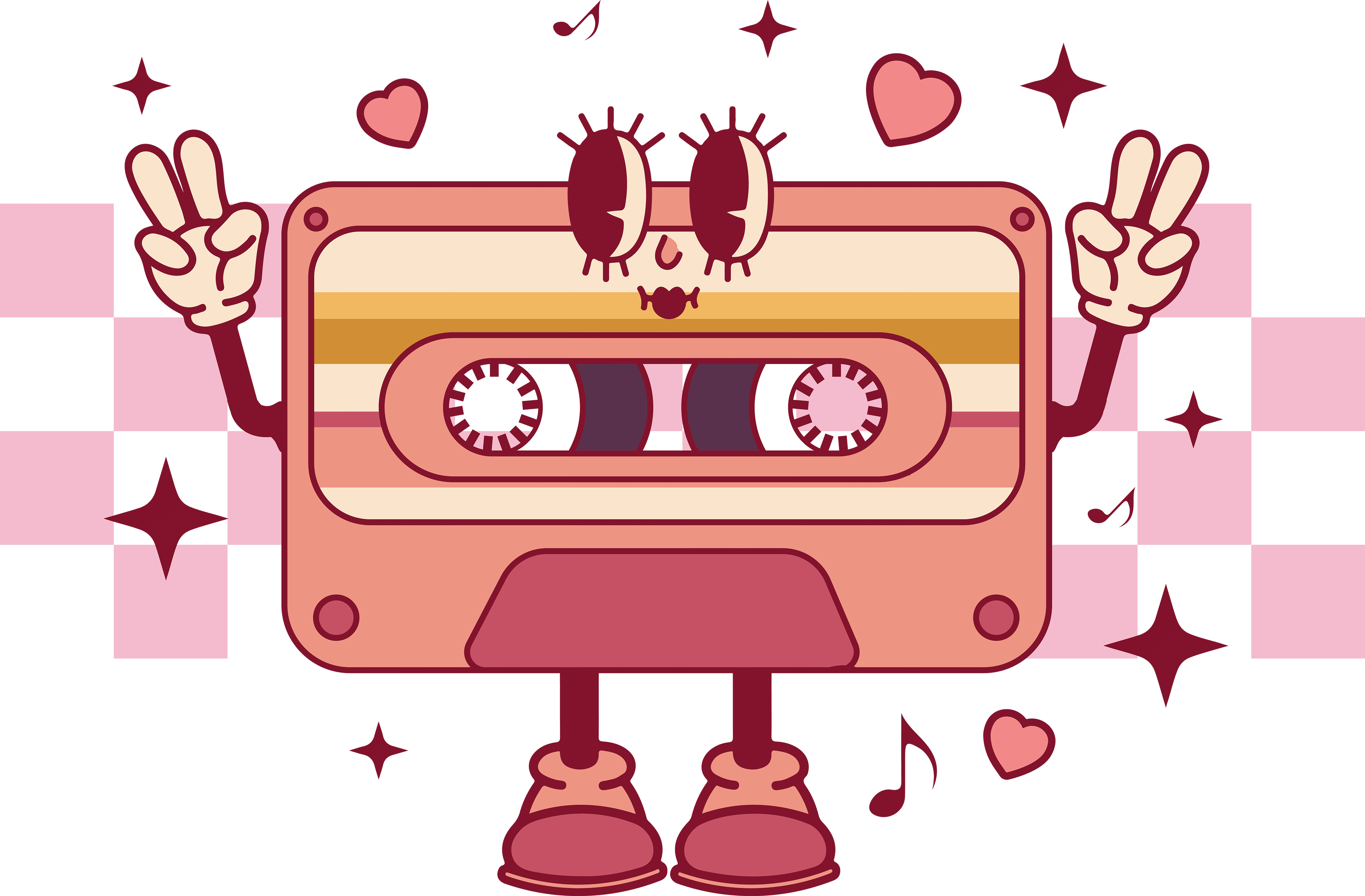 Tape Recorder Valentine's Design - DTF Ready To Press