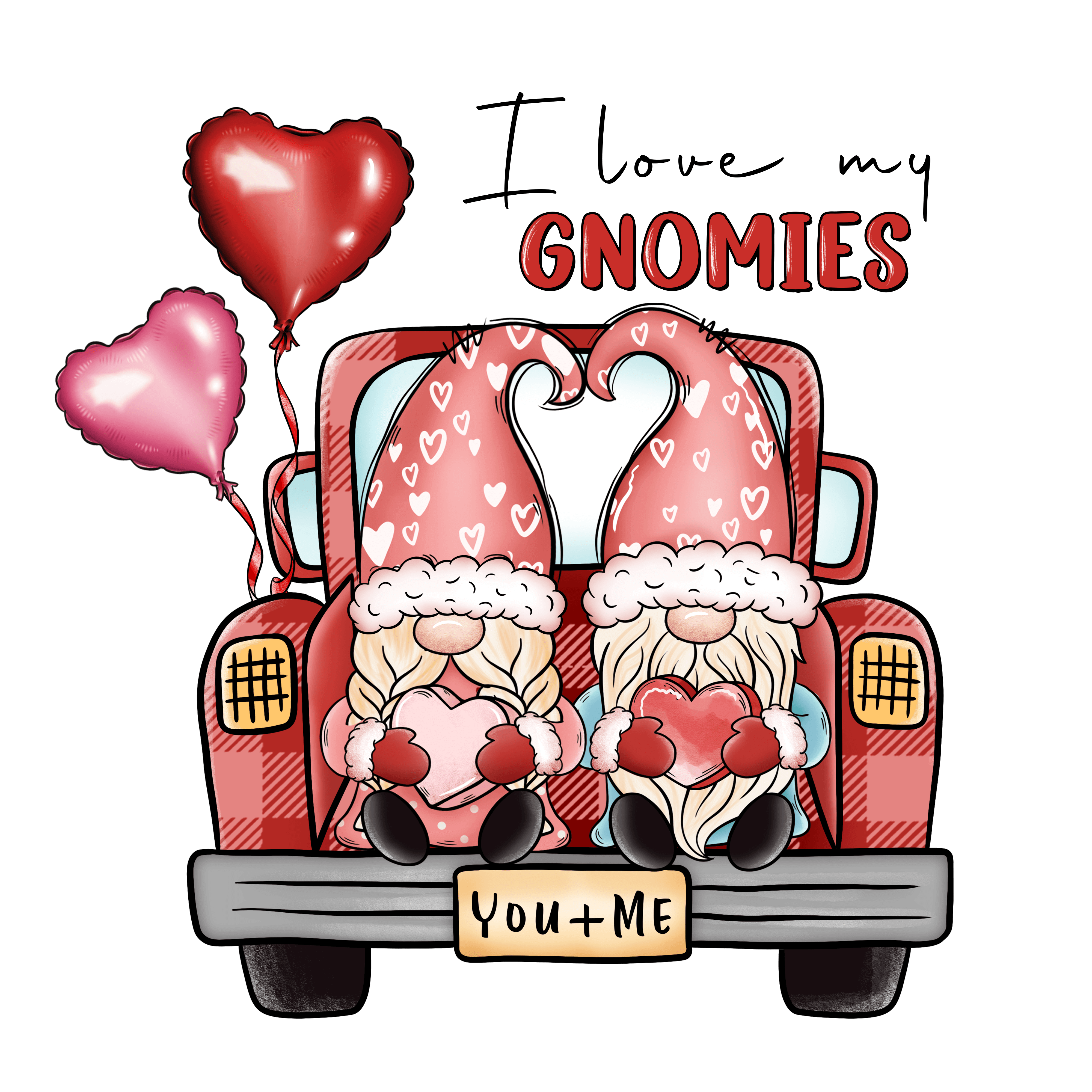 I Love My Gnomies Valentine's Design - DTF Ready To Press