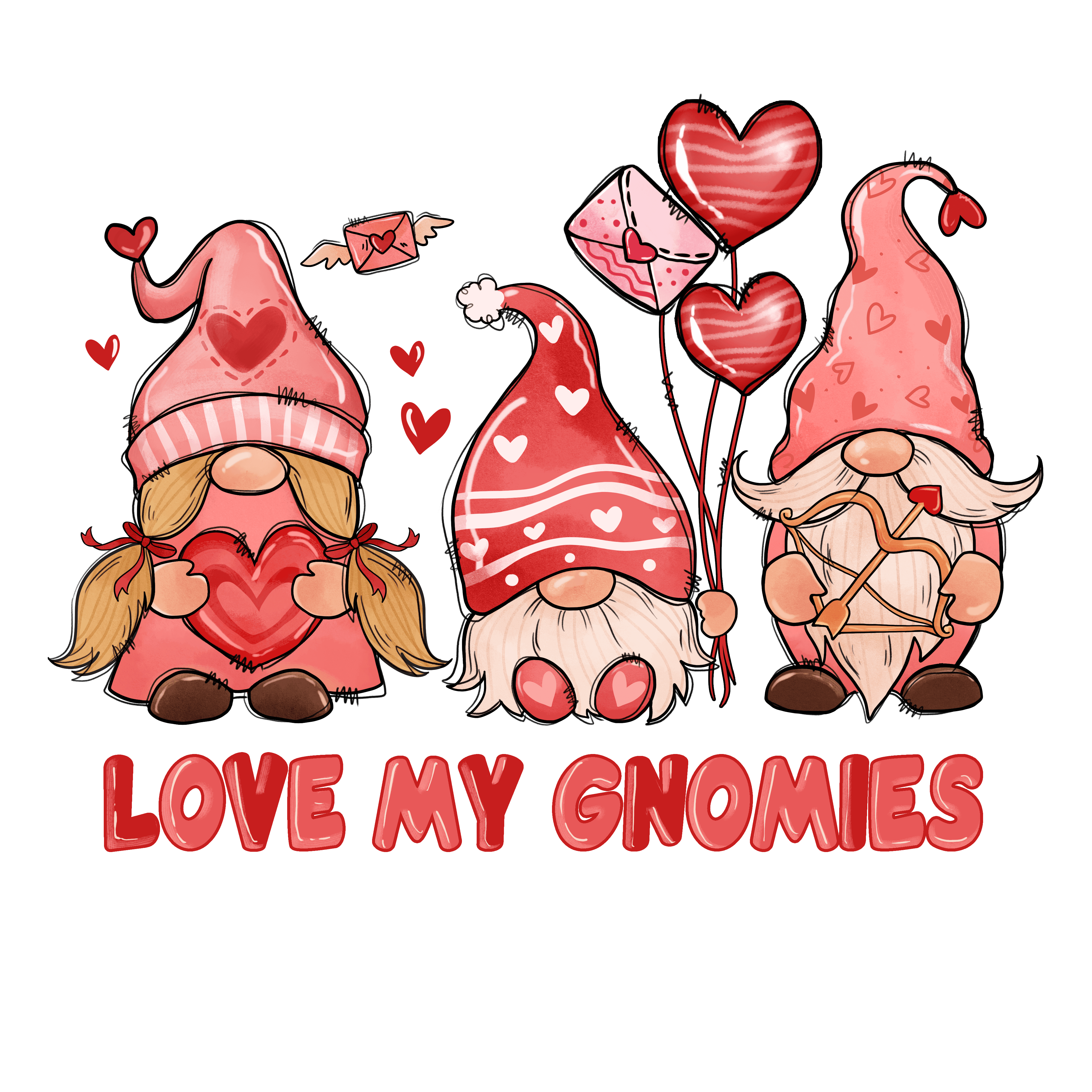 Love My Gnomies Valentine's Design - DTF Ready To Press