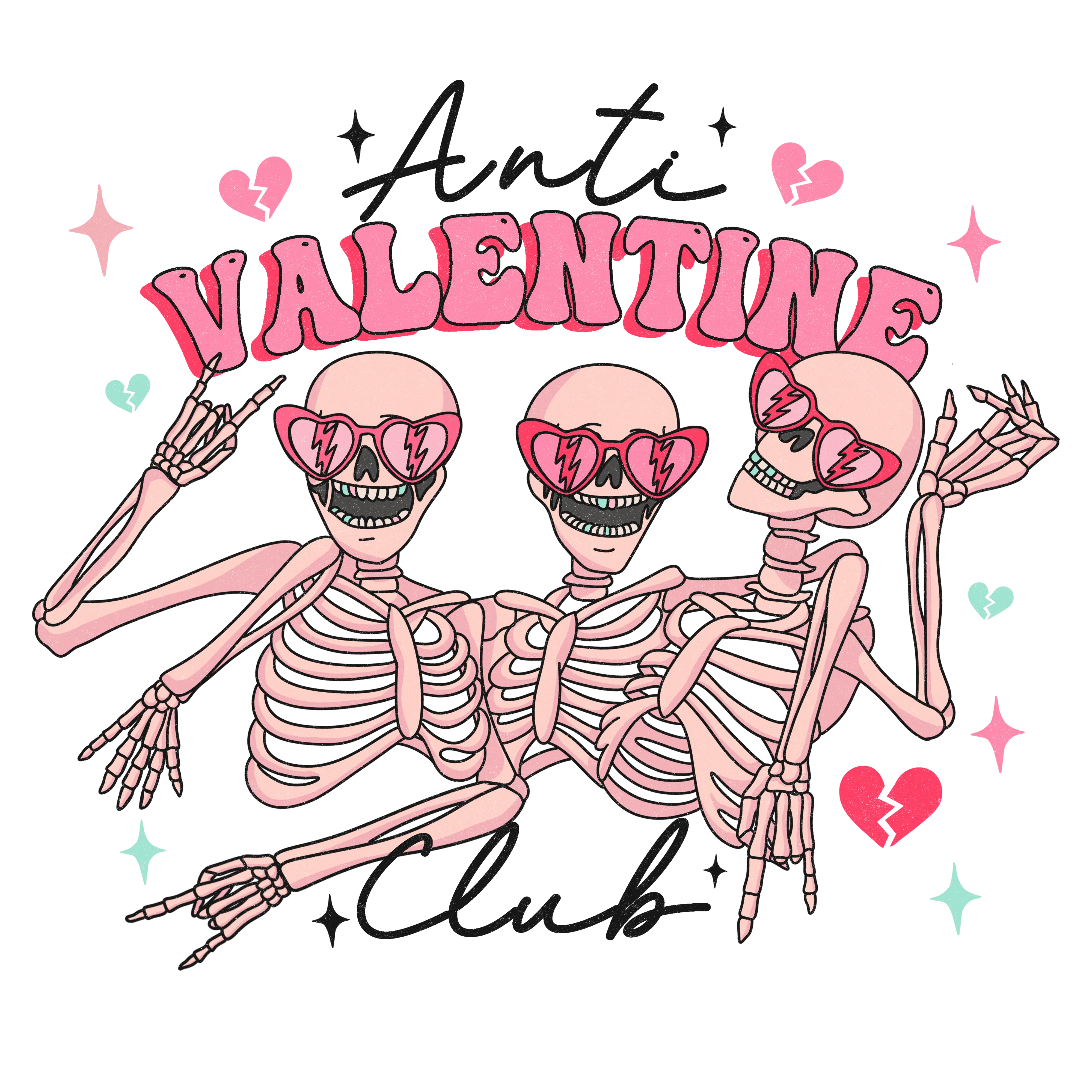 Valentine Club Valentine's Day Design - DTF Ready To Press - DTF Dallas 