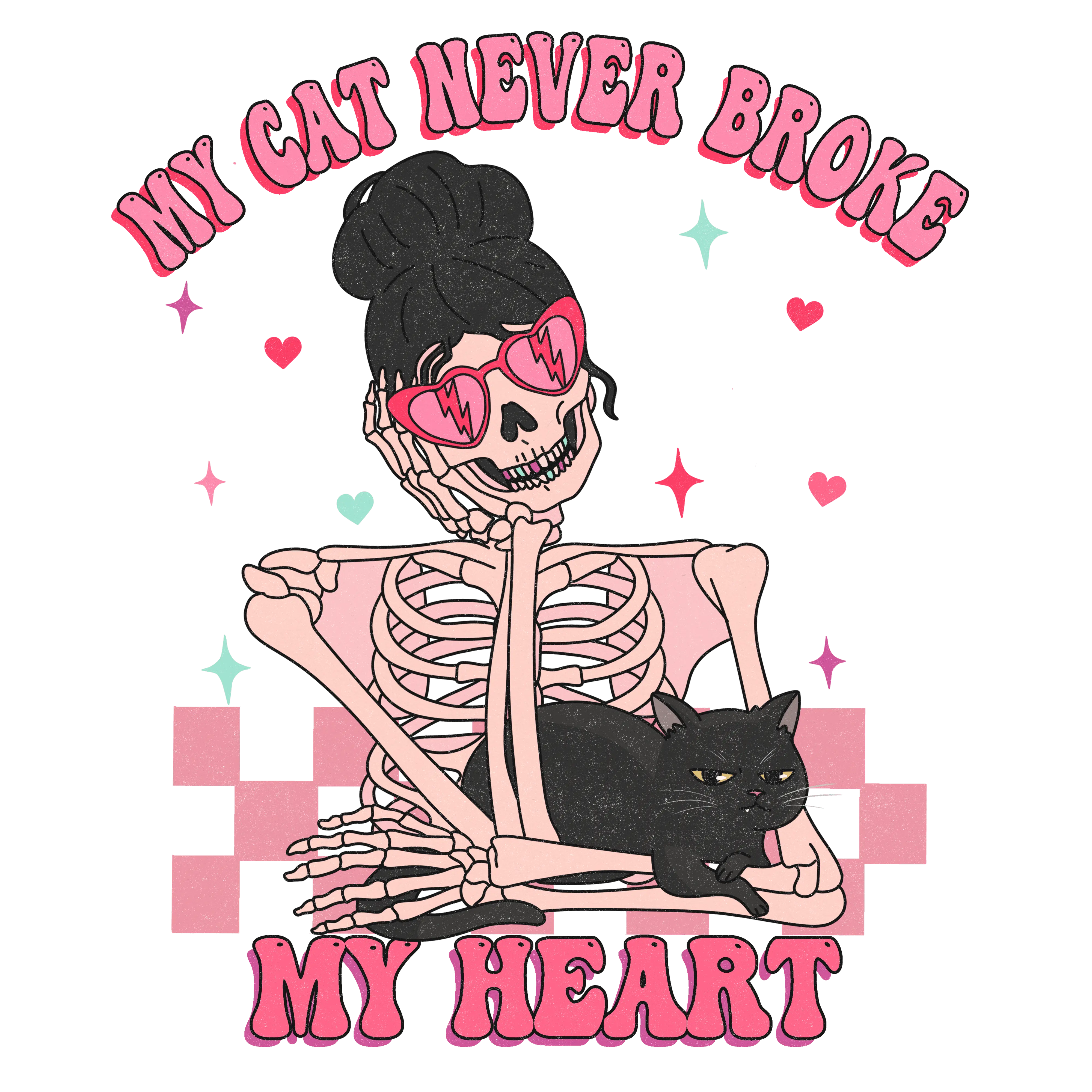 My Cat Never Broke My Heart Valentine's Day Design - DTF Ready To Press - DTF Dallas 