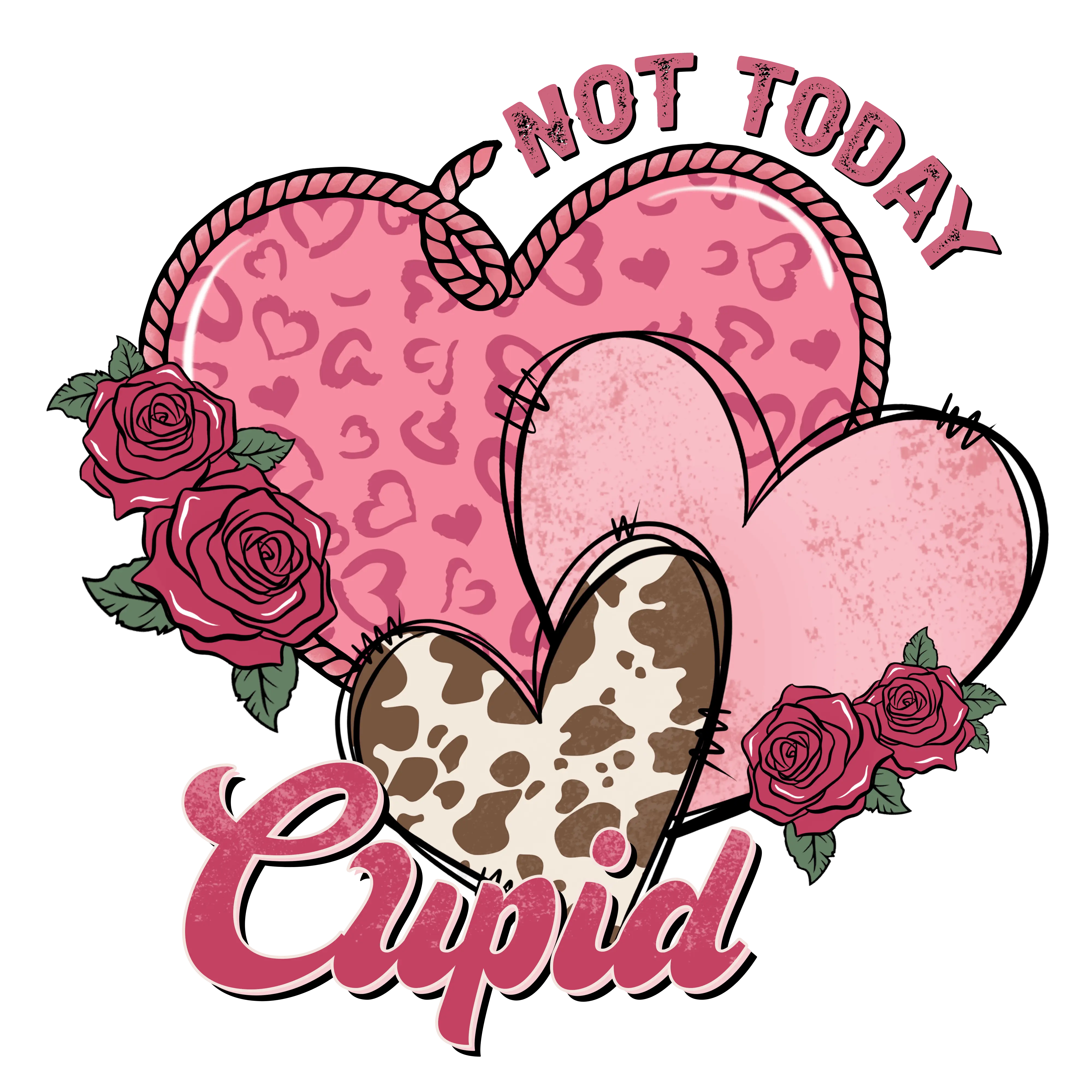 Not Today Cupid Valentine's Day Design - DTF Ready To Press - DTF Dallas 