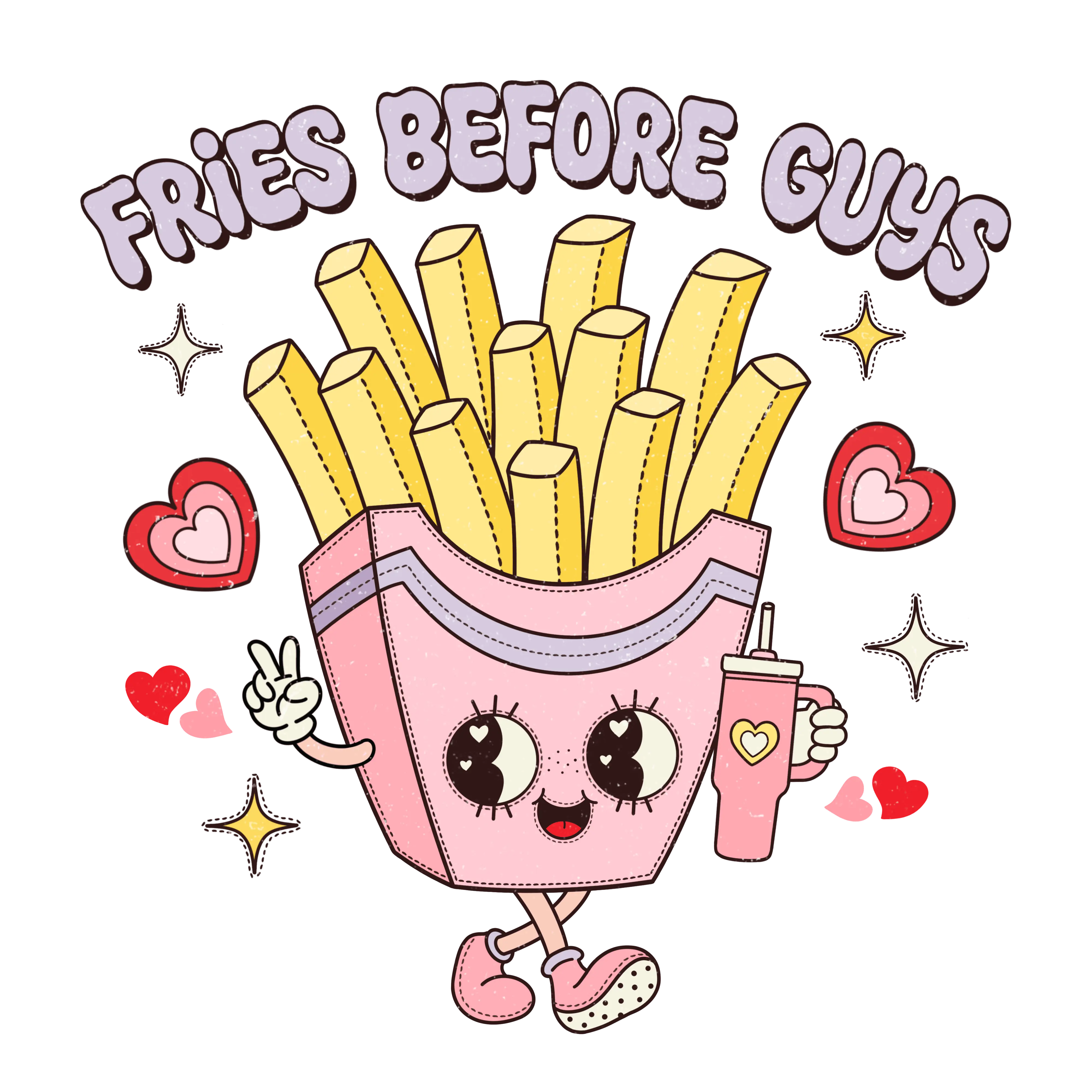 Fries Before Guys Valentine's Day Design - DTF Ready To Press - DTF Dallas 