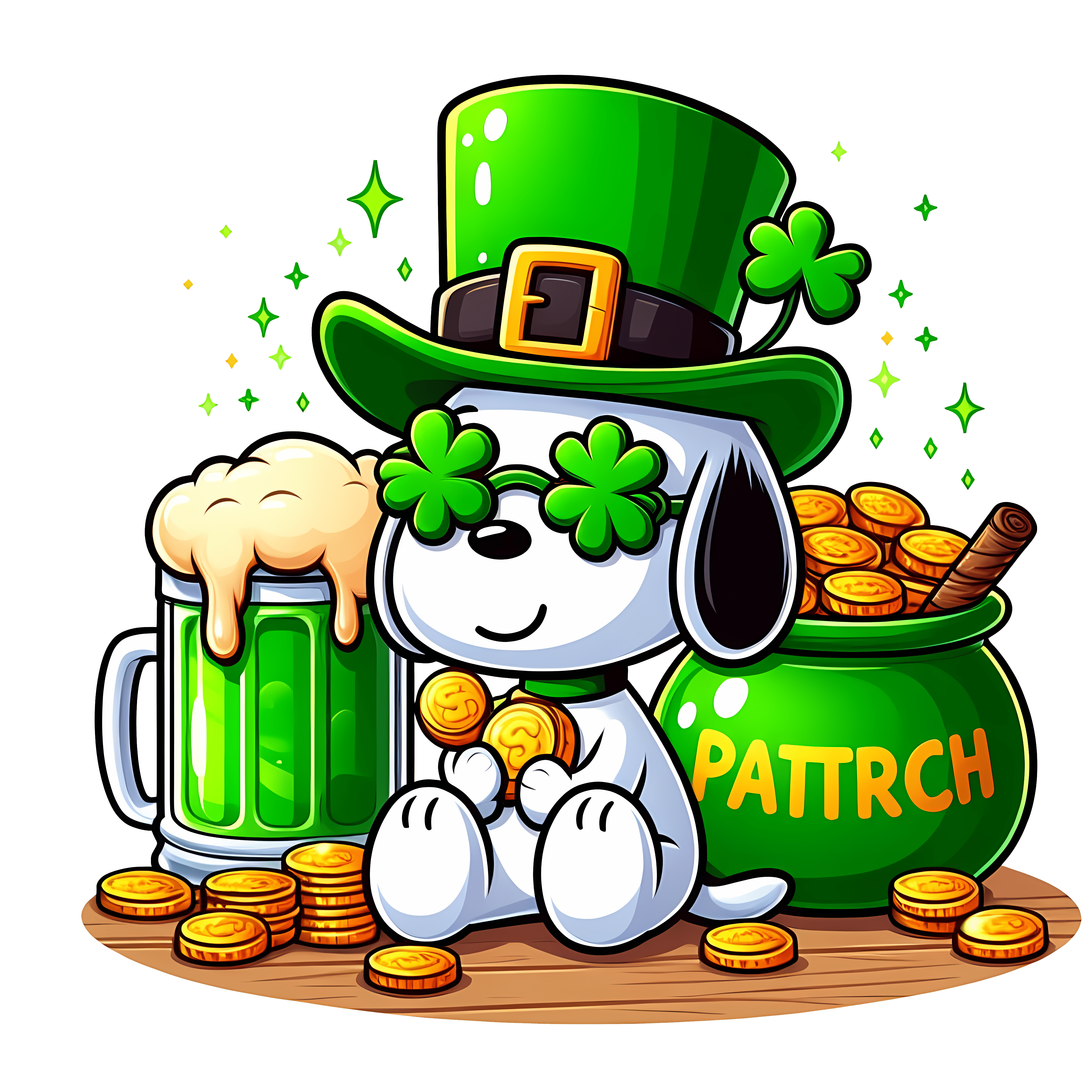 Patricks Day Snoopy Bear Design - DTF Ready To Press