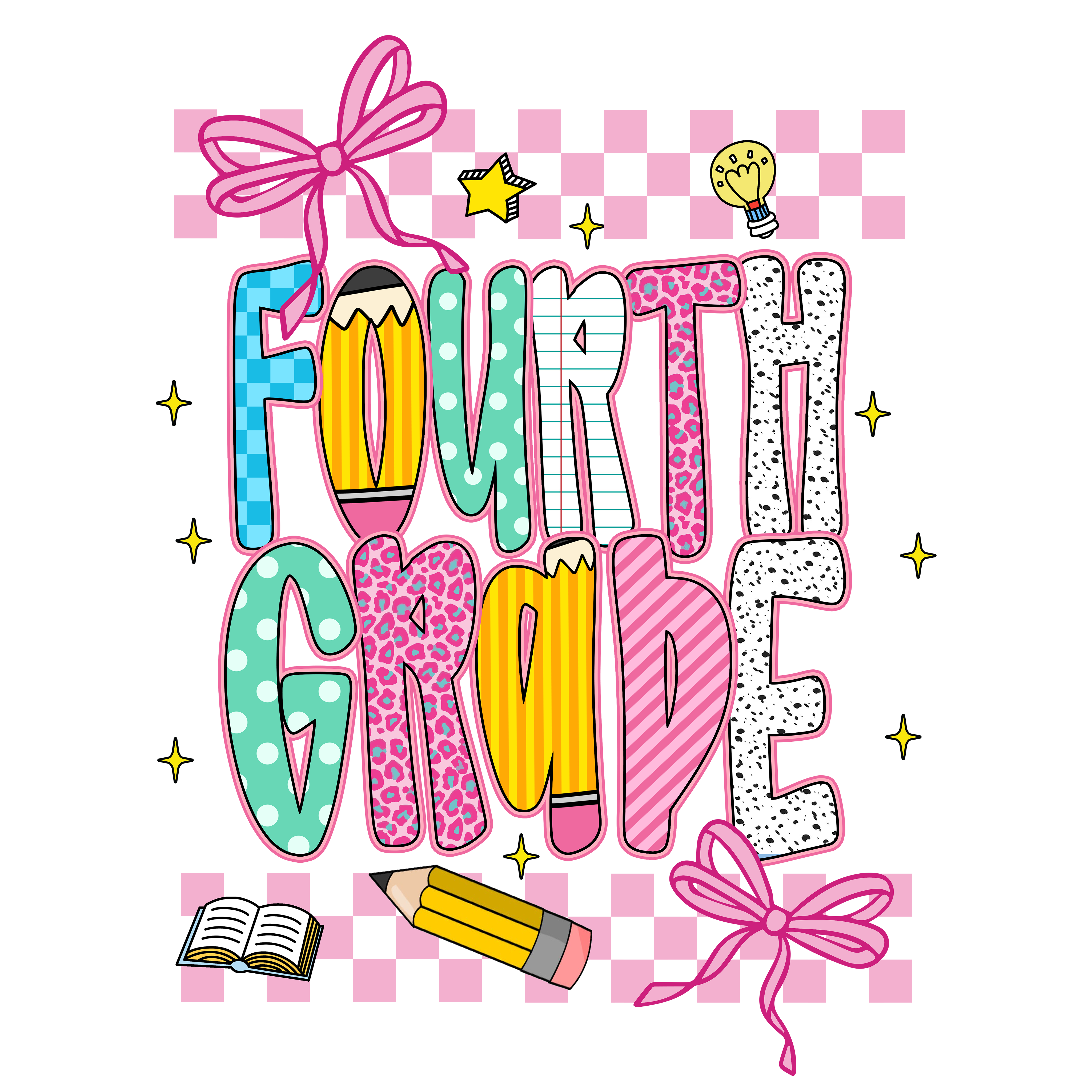 Fourth Grade Pink | Back To School DTF Ready To Press Designs