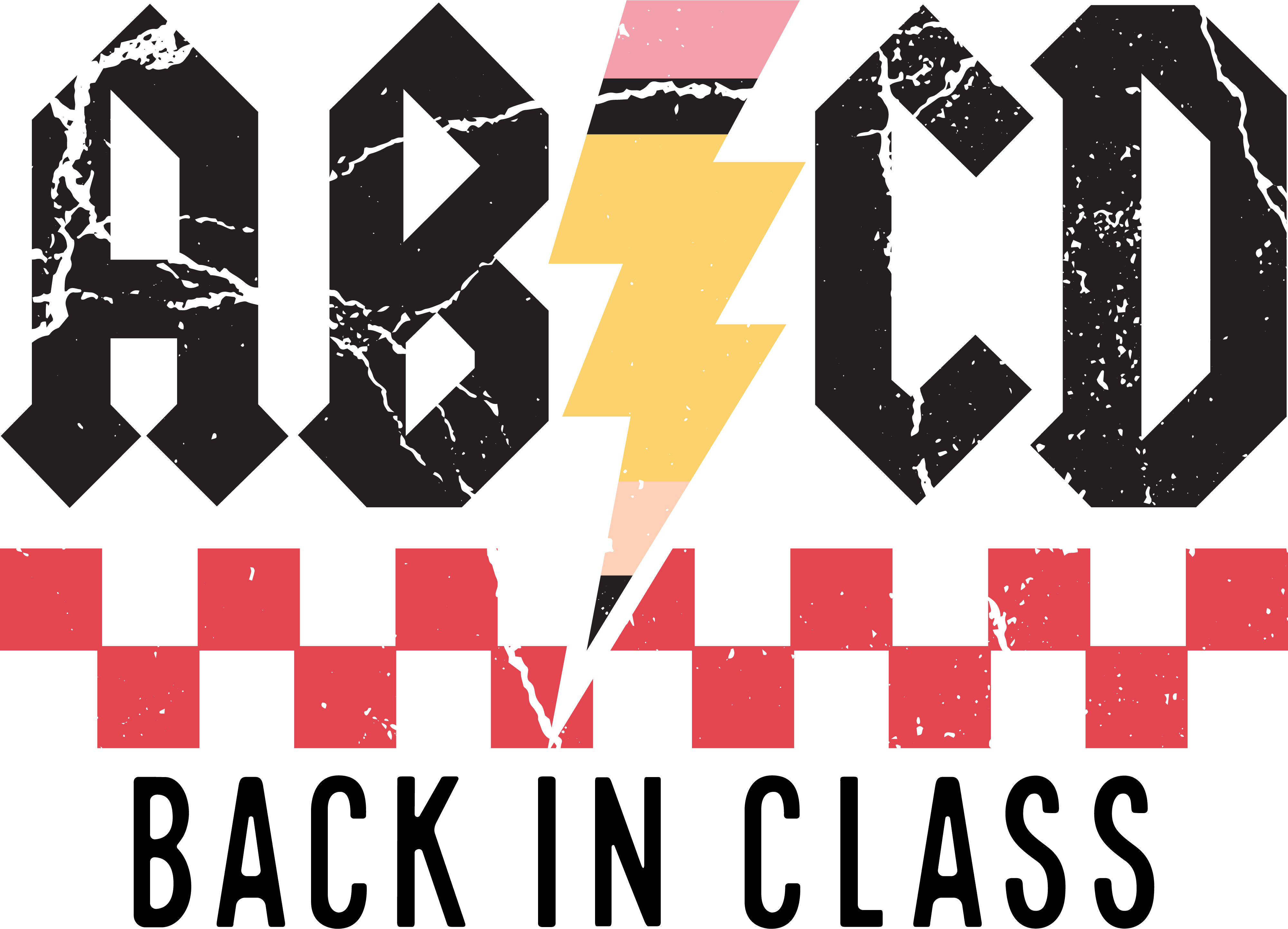 ABCD Lightning Bolt Rock Style | Back To School DTF Ready To Press Designs