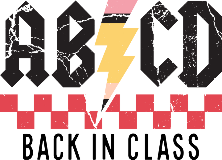 ABCD lightning bolt rock style back to school DTF transfer edgy retro kids design