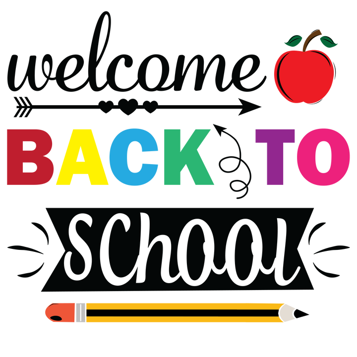 Back to School apple and pencil DTF transfer classic design for students and teachers