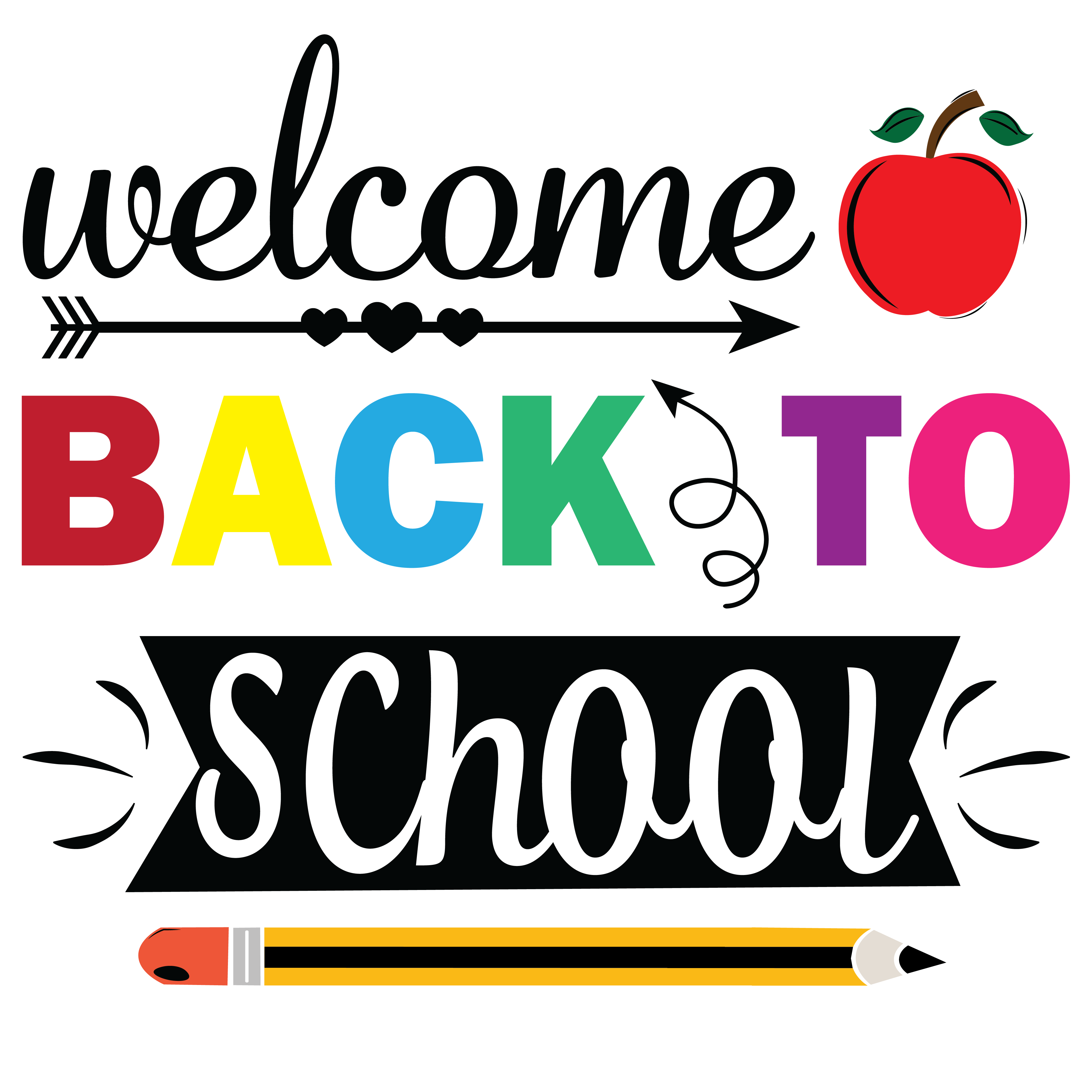 Back To School Apple & Pencil | Back To School DTF Ready To Press Designs