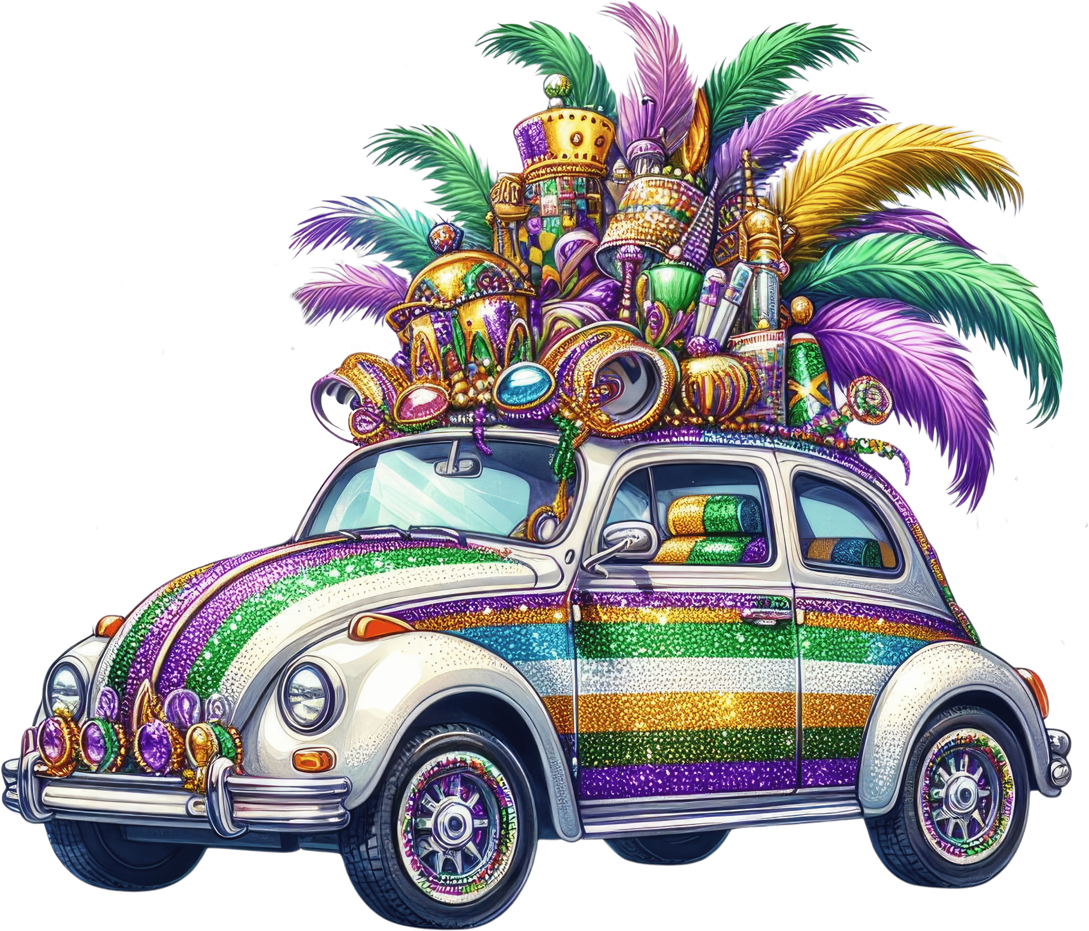 Mardi Gras Vosvos Design - DTF Ready To Press