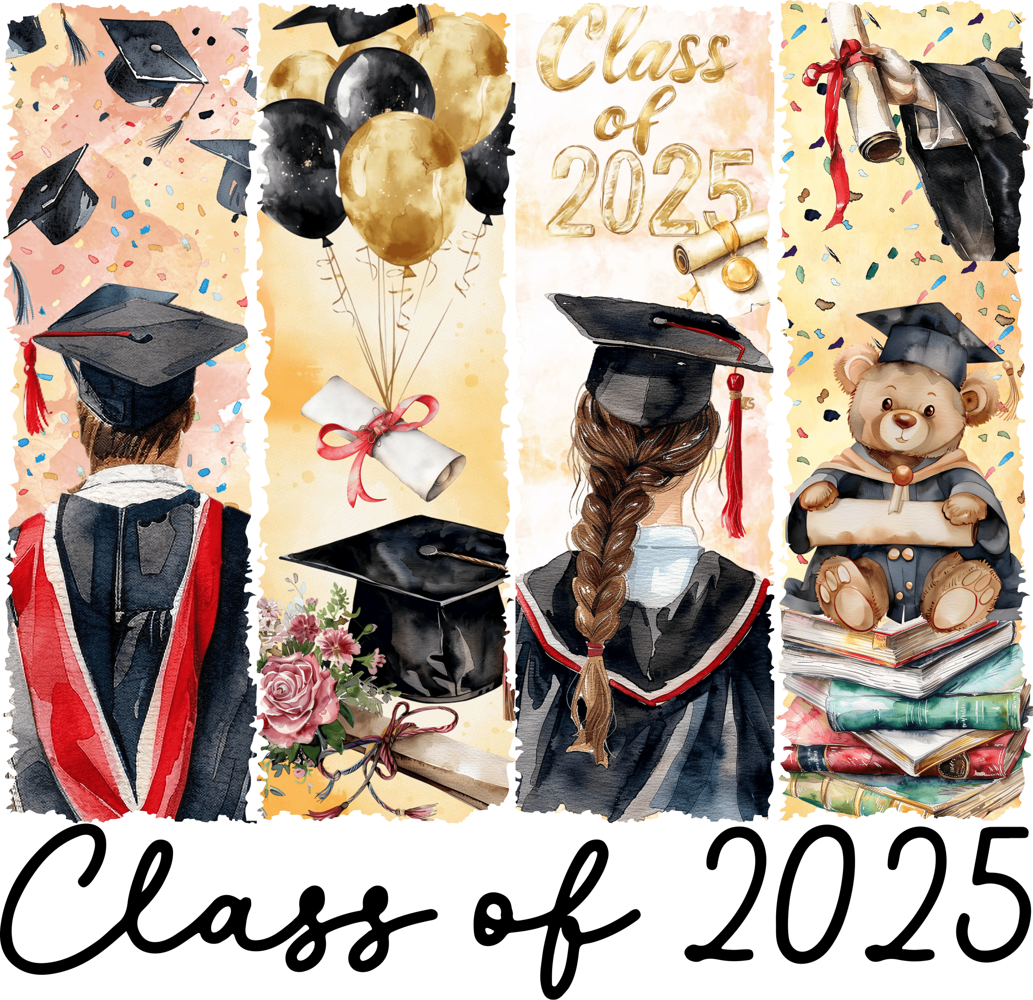 Class of 2025 Watercolor Panel | Graduation Ready To Press Designs