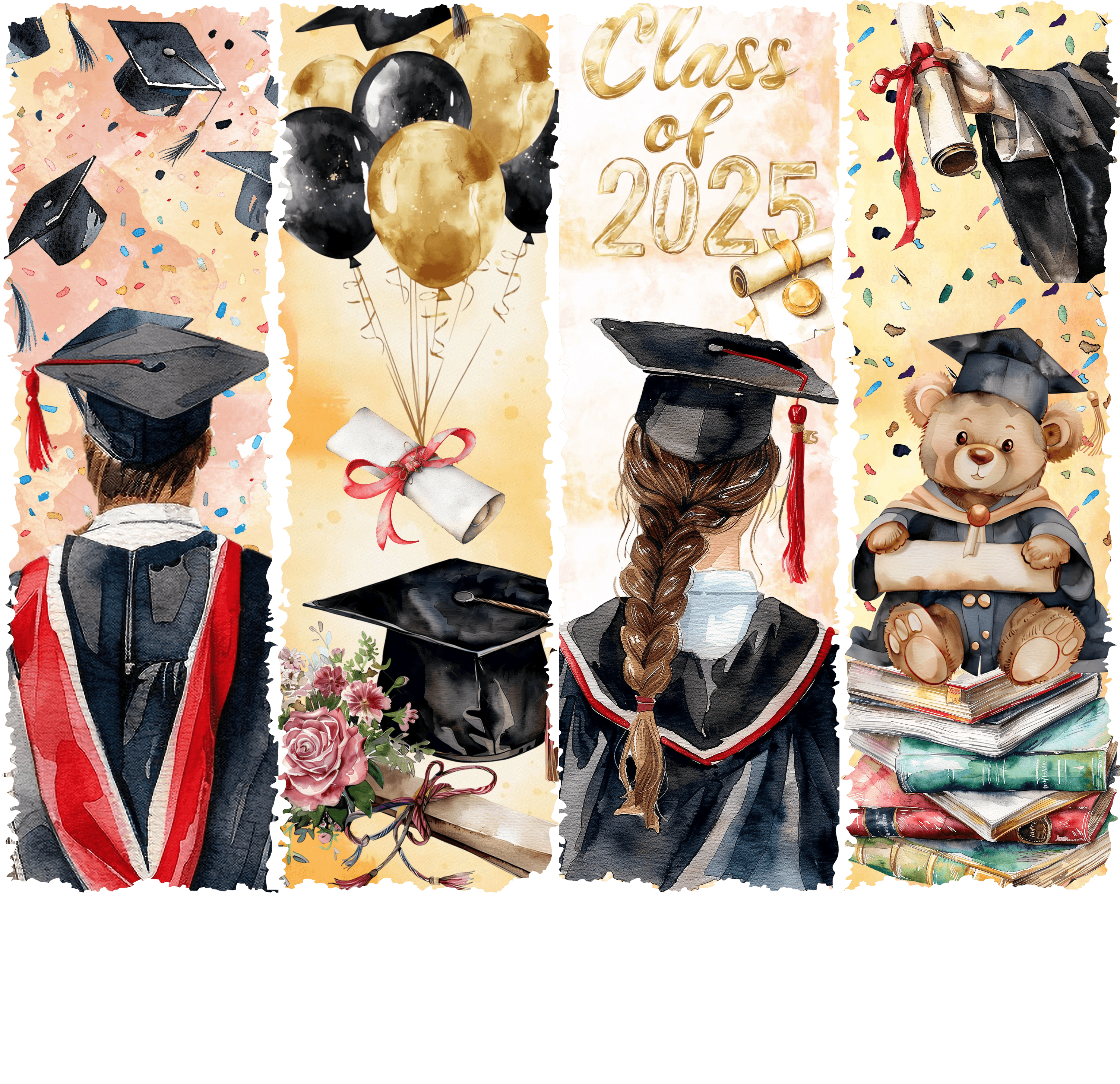 Class of 2025 Watercolor Panel | Graduation Ready To Press Designs