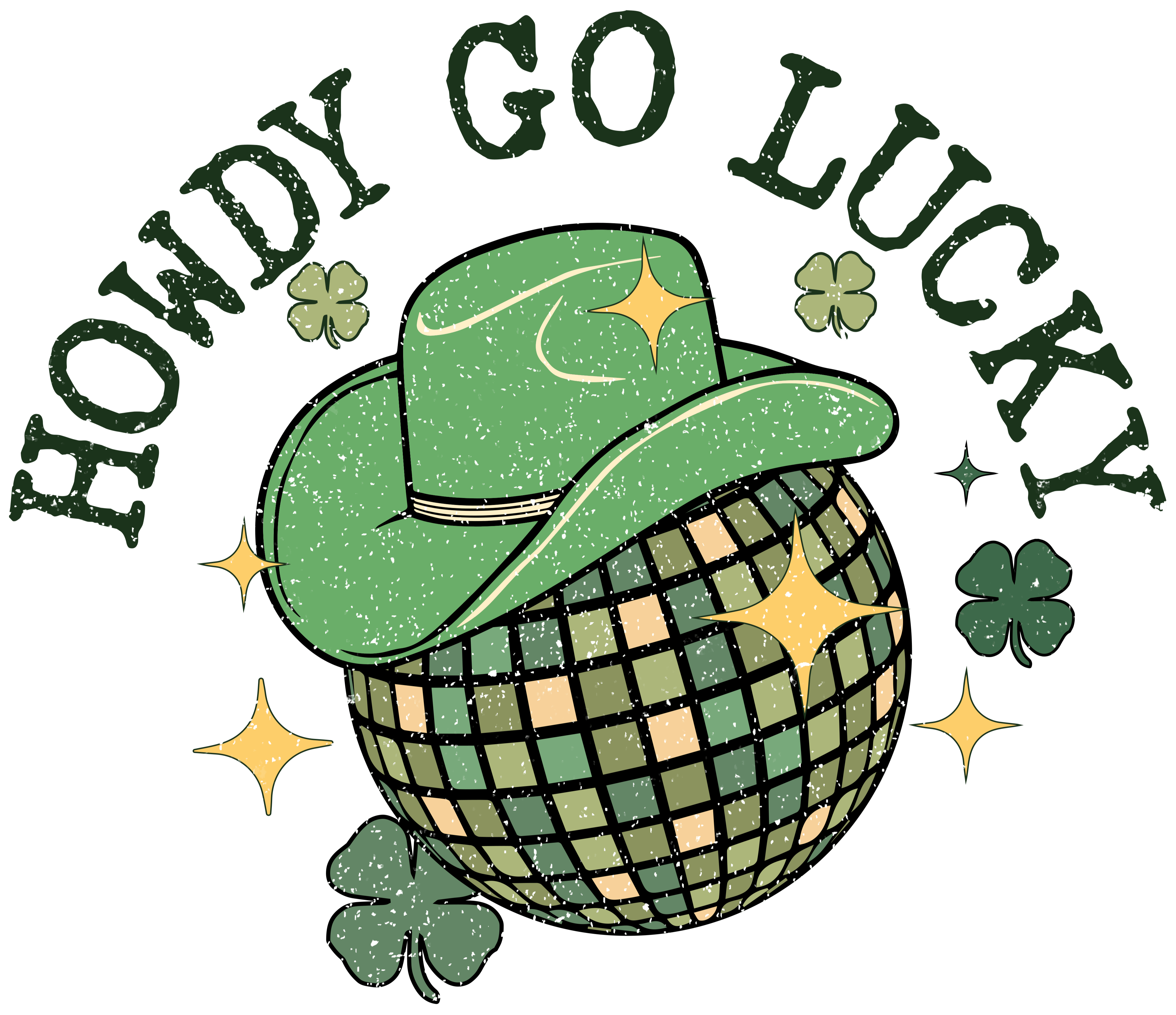 Howdy Go Lucky Patrick's Day Disco Ball Design | DTF Jersey