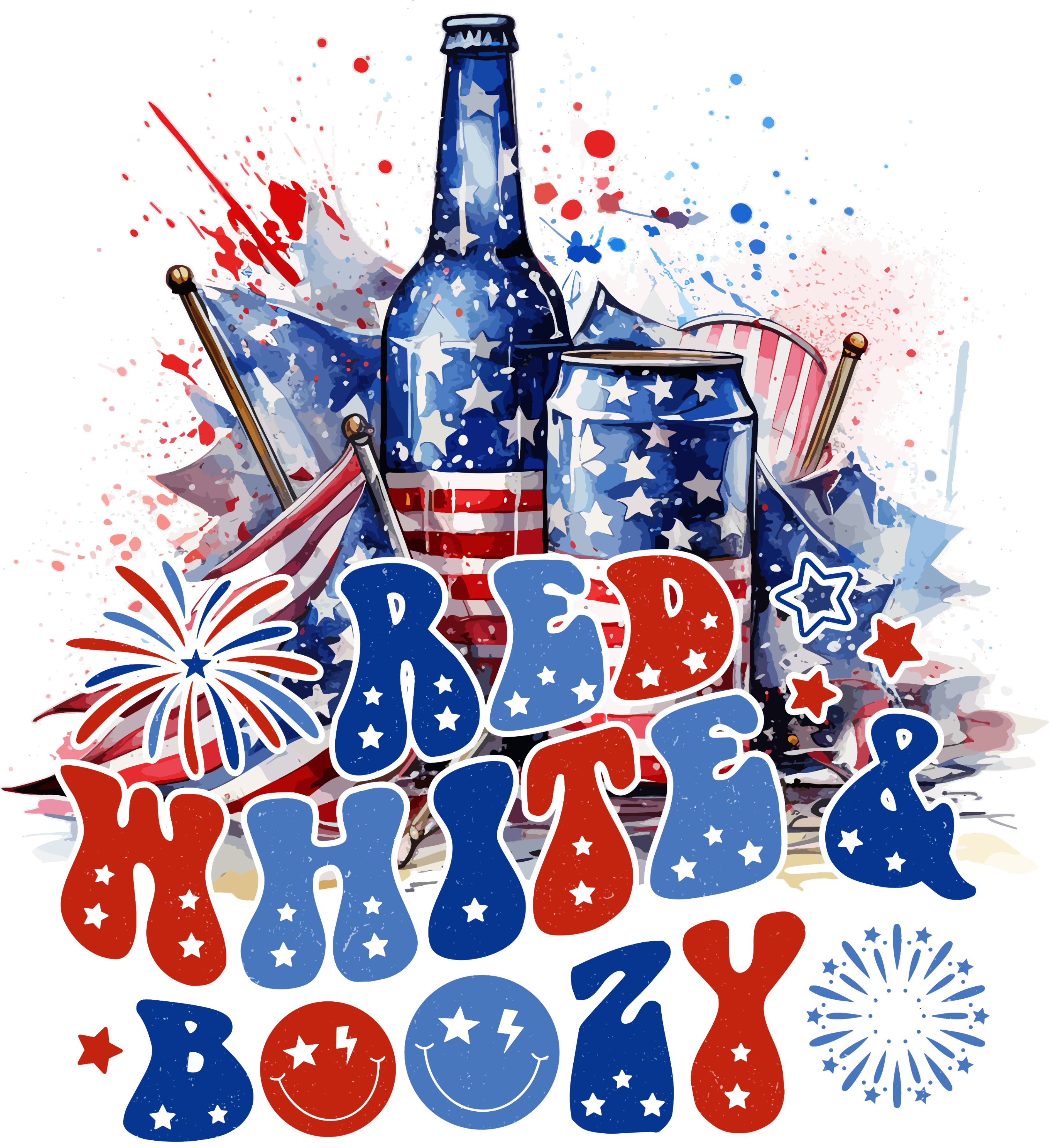 Red, White & Boozy | 4th Of July Ready To Press Designs