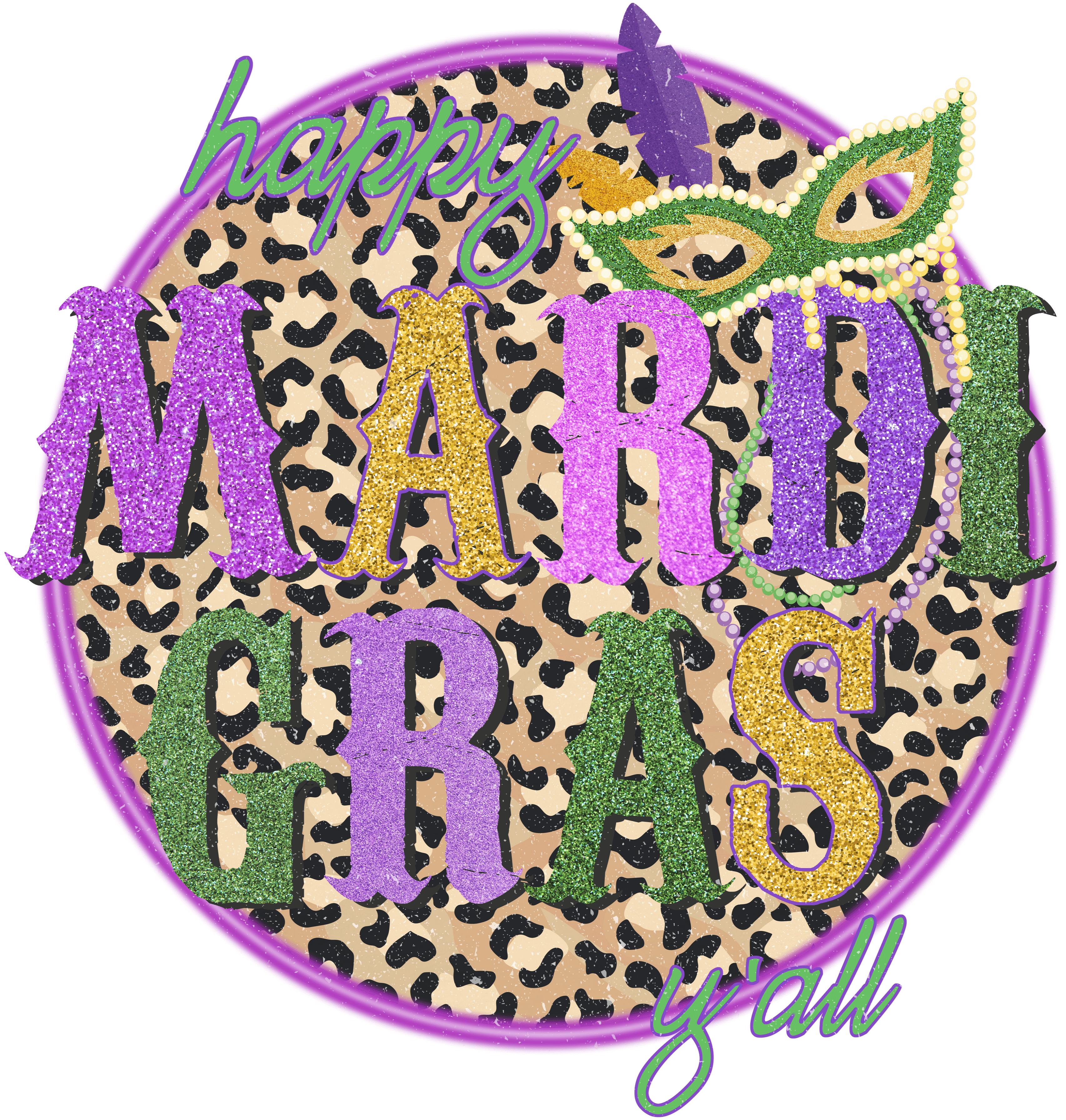 Happy Mardi Gras Y'all Leopard Design | DTF Jersey
