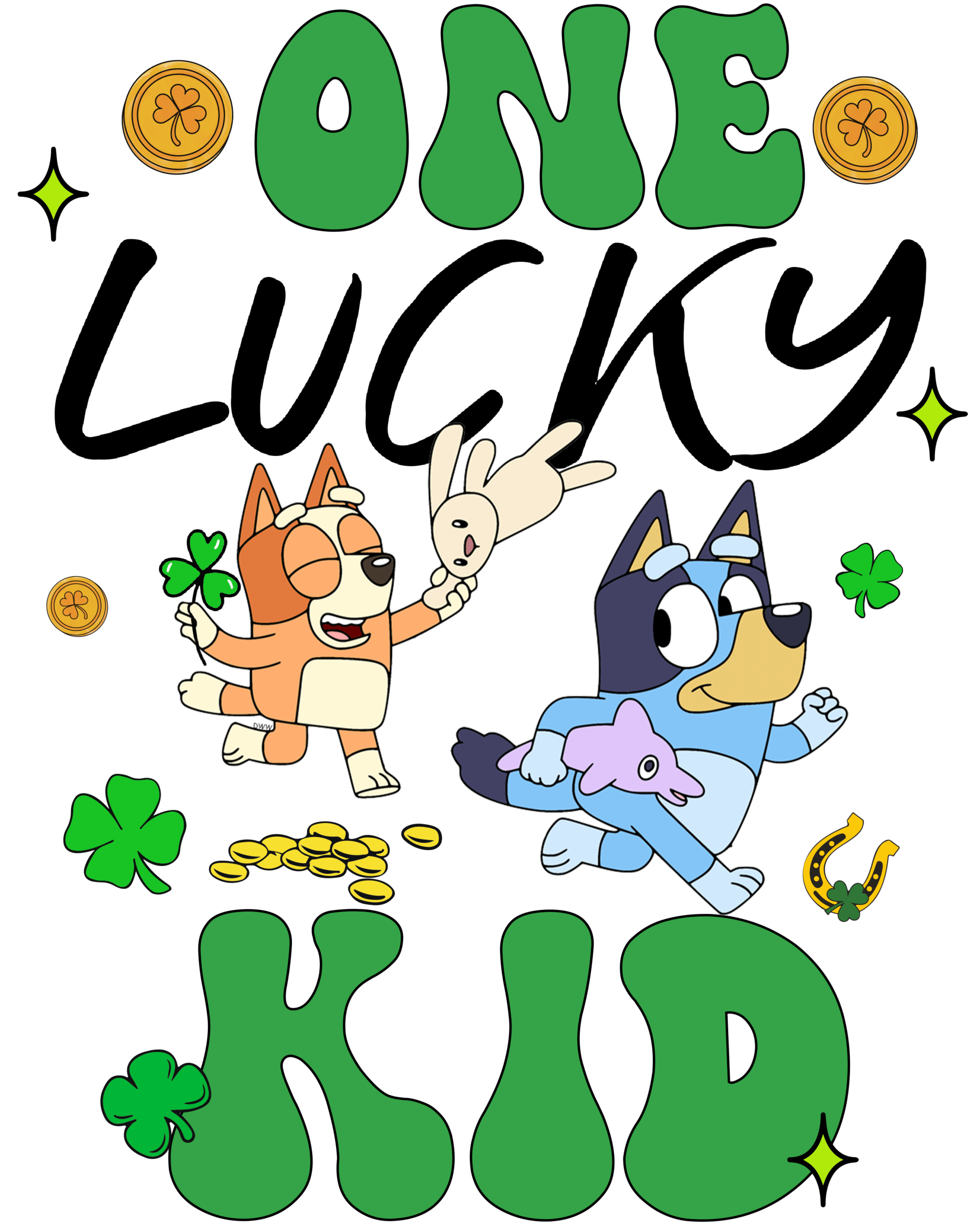 One Lucky Kid Bluey Patrick's Day - DTF Ready To Press
