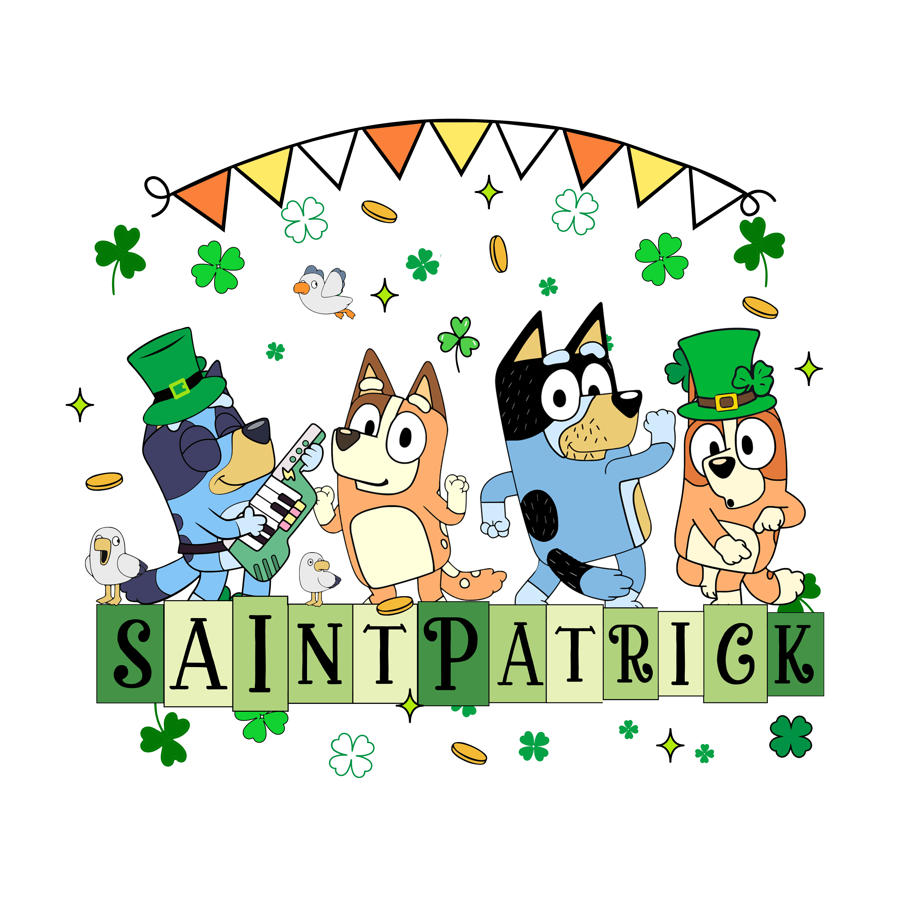 Saint Patrick's Day Bluey Friend - DTF Ready To Press