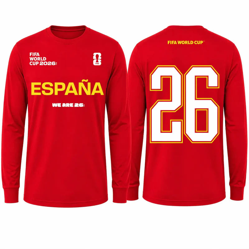 FIFA World Cup 2026 España Long Sleeve Tee – Official "We Are 26" Team Spain Shirt