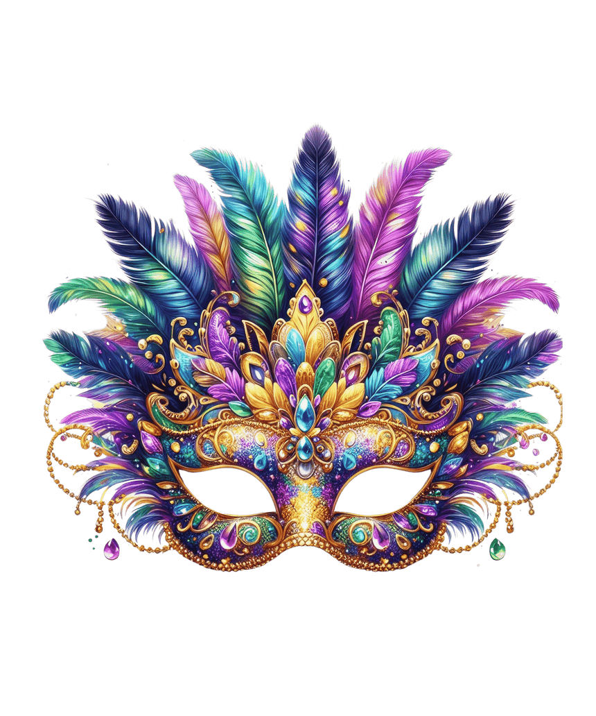 Fat Tuesday Mardi Gras carnival party mask DTF ready to press transfer